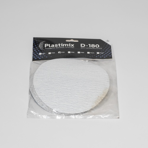 Шлифовальный диск Plastimix d180 P120 упаковка 10 шт. Шлифовальный диск Plastimix d180 P120 упаковка 10 шт.